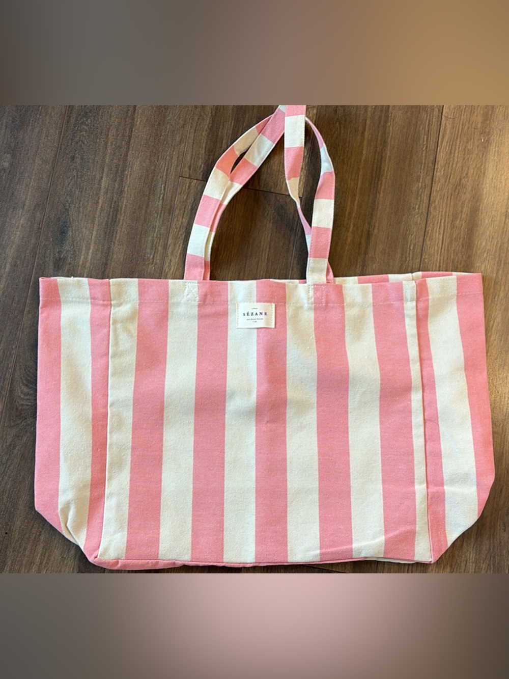 Sézane Pink and White Stripe Canvas Tote Bag - Women